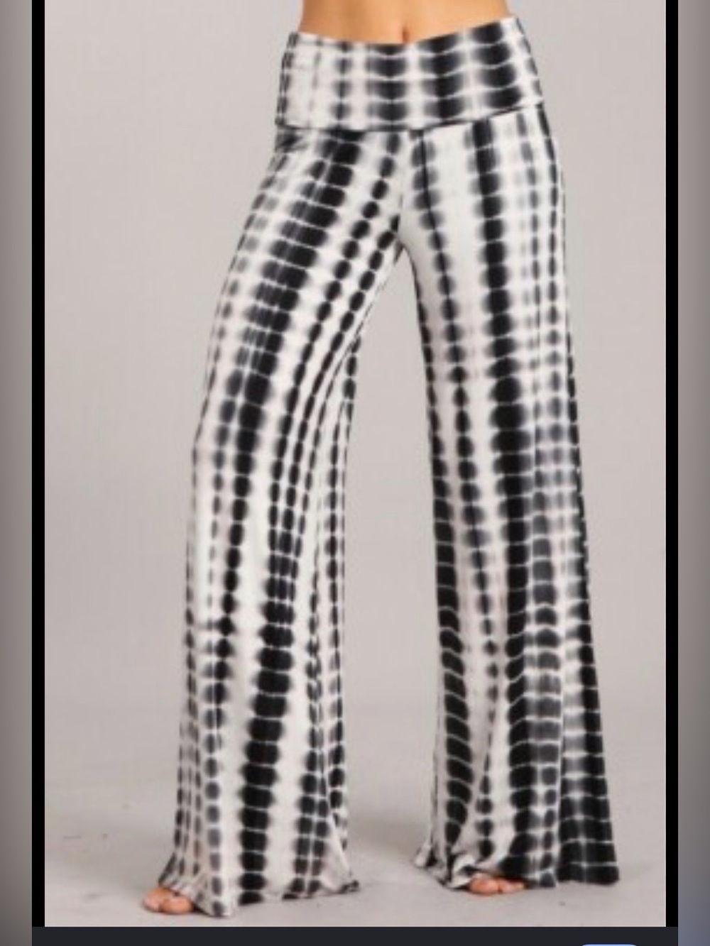 High-Rise Black & White Tie-Dye Wide Leg Pants